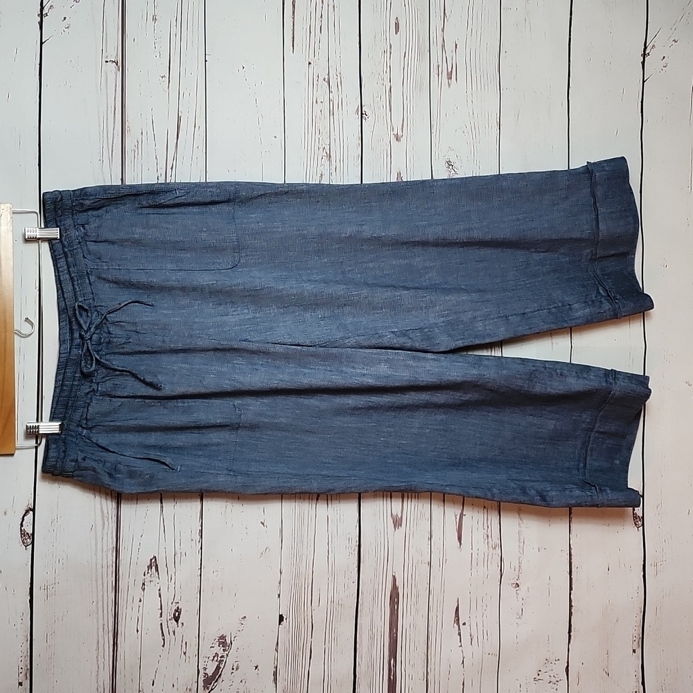 Loft Pull On Wide Leg Cropped Linen Size Large - Picture 6 of 6